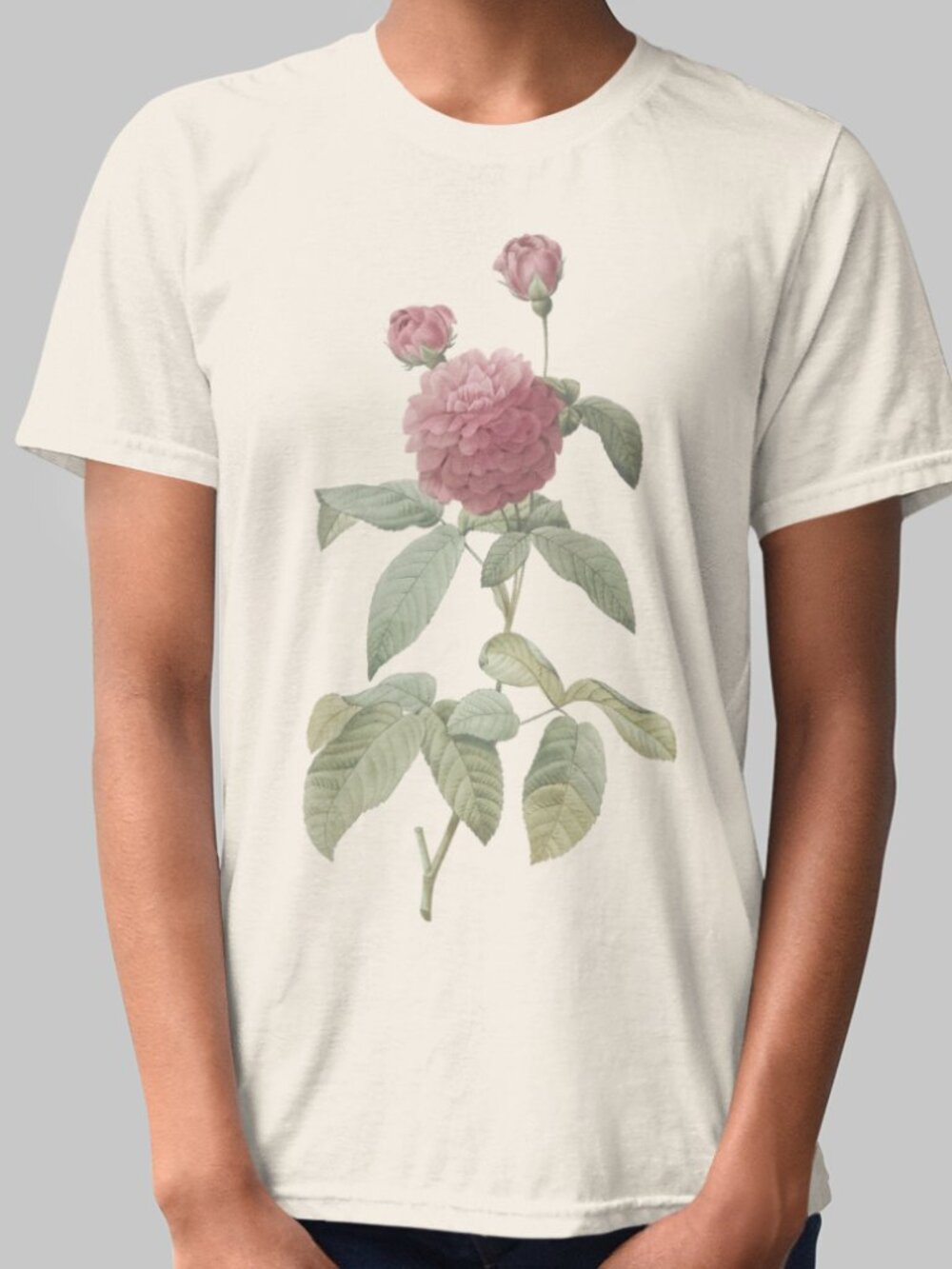 Rose Vintage Floral Print Short Sleeve Graphic Tee T-shirt S-XXL